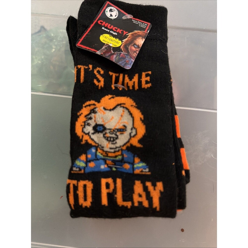 Chucky IT'S TIME TO PLAY- Knee High Socks Shoe Size 4-10 2pk